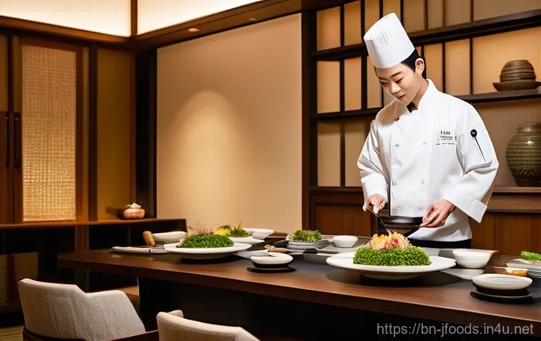 일식조리사로서 전문성 키우는 법 - **Prompt 2: Modern Japanese Culinary Innovation**
"A contemporary Japanese chef, of indeterminat... 일식조리사로서 전문성 키우는 법 - **Prompt 2: Modern Japanese Culinary Innovation**
"A contemporary Japanese chef, of indeterminat...